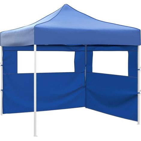 Tente pliante, double paroi, 3m x 3m, bleue. (1/2)