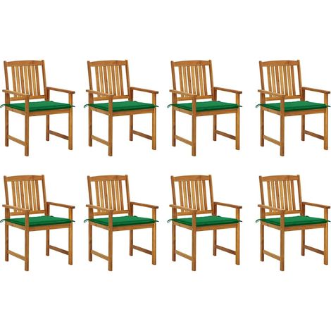 Lot de 8 Chaises de jardin avec coussins - Chaises d'extérieur pour terrasse/jardin Bois d'acacia solide BV366978 - BonneVie (1/5)