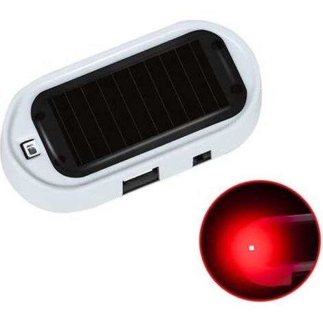 Alarme de Voiture Lumière LED, Voyant D'Avertissement Solaire de Voiture Alarme de Voiture Factice À Énergie Solaire Avertissement de Cambrioleur Lampe Flash pour Voitures Camions Suvs,Rouge (1/4)
