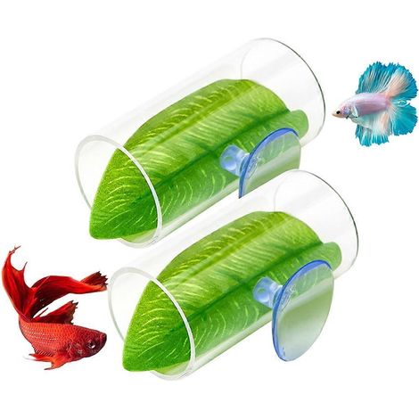 Lot de 2 tunnels en acrylique pour poissons betta, avec coussinet en forme de feuille (1/5)