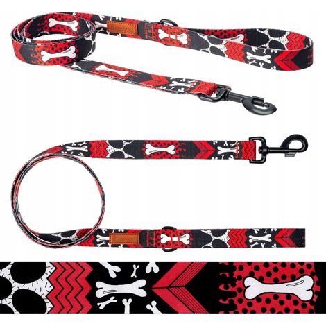 Correa corta para pasear a un perro grande de 20 kg y 150 cm. Diseño Ukory RED. (1/5)
