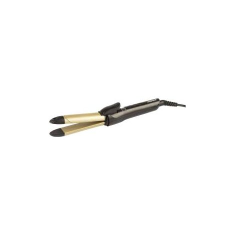 DIGIQUEST Piastra Multifunzione rivestita in Ceramica CURLY, per capelli Lisci e Ondulati, Riscaldamento rapido, Spia di Funzionamento, Spegnimento Automatico, Cavo Girevole a 360°, Nero e Oro (1/4)