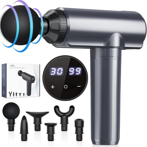 Pistolet Massage Musculaire,Pistolet de Massage avec 30 Niveaux Réglables et 6 Têtes,Appareil de Massager Masseur de Muscle avec écran LCD pour Soulager les Douleurs Musculaires (1/5)