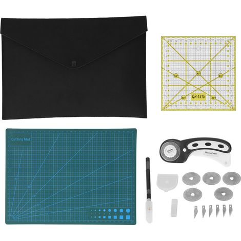 Kit de découpe de tissu pour débutants amateurs, lot de coupe pratique épais pour patchwork avec tapis de coupe, idéal pour bricolage et tricot (1/5)