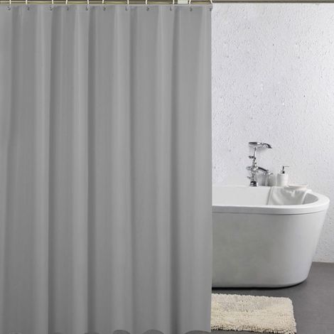 Rideau de douche en plastique imperméable et épais pour salle de bain - Gris - Style très résistant - 180 x 180 cm (1/5)