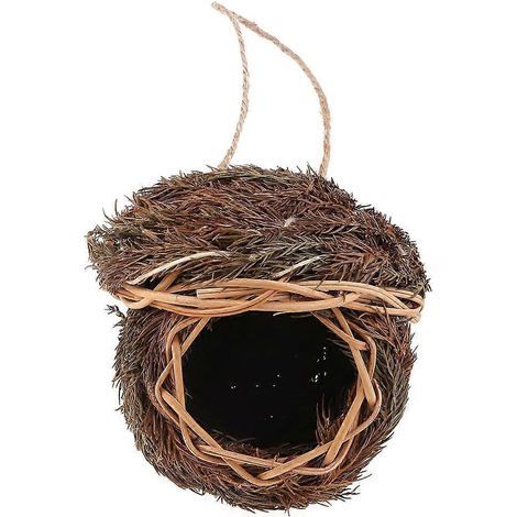 Hängendes Vogelhaus aus Naturgras, handgewebt, für Garten, Fenster und Zuhause (1/5)