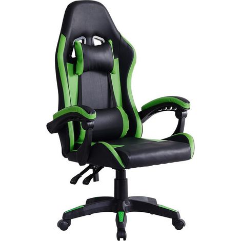 Gaming Chair Ergonomic Racing Office Chair Height Adjustable Mid-Back Computer Desk Chair with Headrest Armrest and Lumbar Support for Office and Home, Green (1/5)