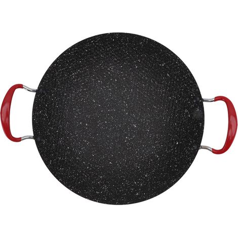 Poêle à barbecue coréenne antiadhésive avec poignée anti-brlure plaque de barbecue ronde pour cuisinière à gaz en céramique 38cm / 15.0in (1/5)