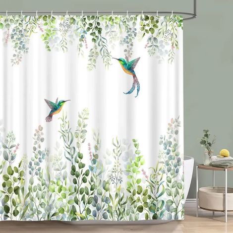 Filiyano-Rideau de douche vert sauge, motif botanique, feuilles d'eucalyptus, aquarelle, feuilles vertes, rideau de salle de bain fleuri, décoration