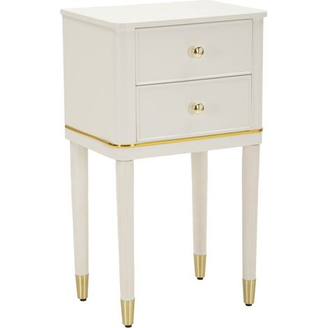 Comodino Camille in legno bianco con dettagli oro (1/5)