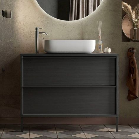 Mobile bagno 2 cassetti Adam105 colore nero frassinato 105x43x78H (1/5)