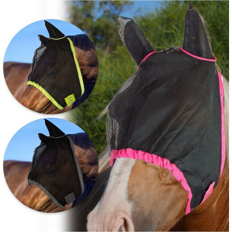 COB, GRIGIO: Maschera Antimosche per cavalli modello Fly Go con inserto elasticizzato sul naso