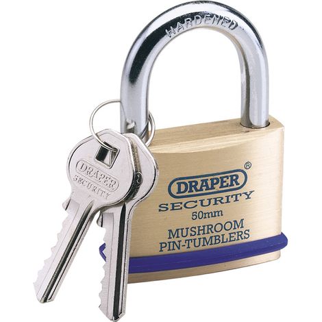 Draper Tools Solid Brass Padlock with 2 Keys – 50mm Security Lock Model 64162 (1/5)