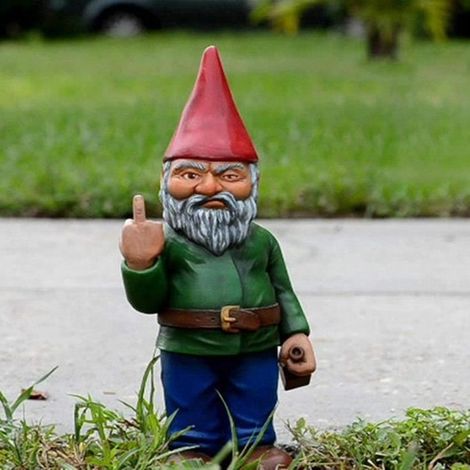 Ornements de pelouse - Nain De Jardin Doigt d'honneur - Statue De Gnomes Go Away - Vert - Multicolore - Résine