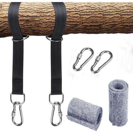 Kit De Harnais De Suspension Pour Hamac Avec 2 Mousquetons Robustes Et Anneaux En D,Coussin De Protection D'Arbre (1/4)