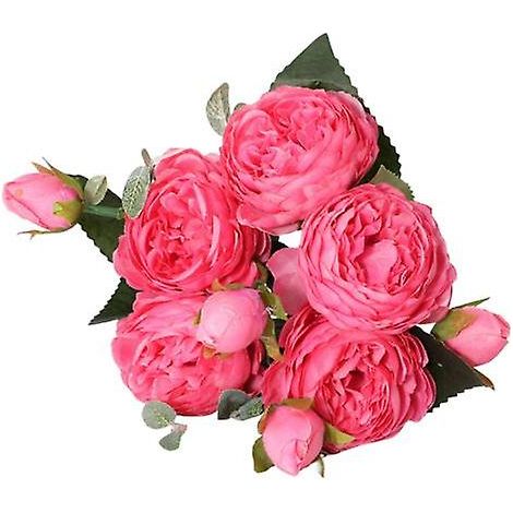 Pivoine artificielle coupée à la main, délicate et pratique, composition florale.rose rouge (1/5)