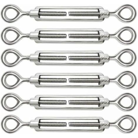 Lot de 6 tendeurs de câble réglables M5 en acier inoxydable 304, œillets et œillets pour tendeur de câble métallique, crochets et accessoires (1/5)