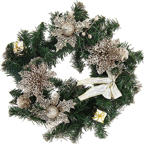 Couronne de Noël Porte 40cm CHAMPAGNE - SILUMEN (1/2)