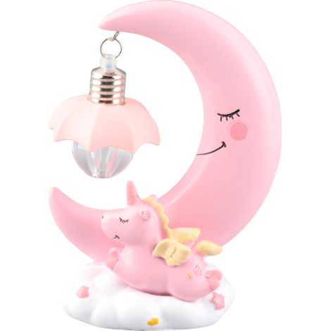 Lampe de table résine LED lumière douce déco nursery lune cartoon cadeau enfant dimensions 11x15cm (1/4)