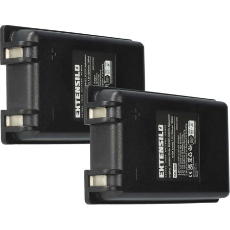 EXTENSILO 2x Akku kompatibel mit Autec UTX97 transmitter, CB71.F, FUA10 Industrie-Funkfernsteuerung Fernbedienung (2500 mAh, 7,2 V, NiMH) - Schwarz
