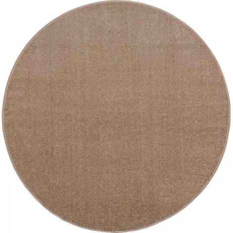 Tapis salon et chambre Ø80cm beige rond tissé motif uni NOSSA