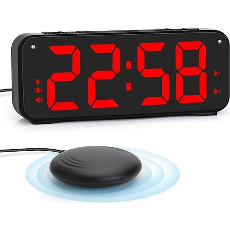 Réveil puissant pour gros dormeurs, double réveil avec vibreur de lit, écran de 6,5 pouces (1/5)