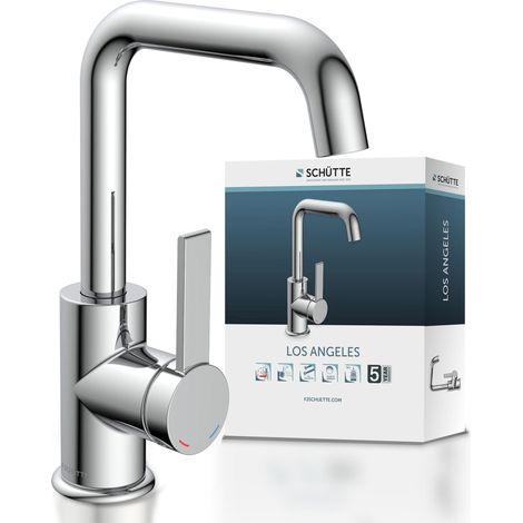 Robinet de lavabo avec bec haut pour salle de bain avec pop-up excentrique et mitigeur monocommande Chromé (1/5)