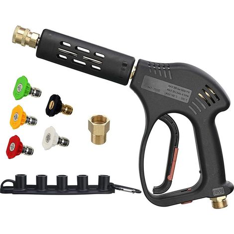 Hochdruckreinigerpistole 5000 PSI, Ersatz für Warm- und Kaltwasseranschluss M22, 5 Düsen (1/5)