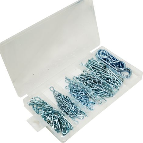 Dapetz ® 150 pieces of hair pin set or hitch R clip, these clips are made up of chrome vanadium steel which makes them corrosion resistant and this pack has different sizes of clips (1/5)