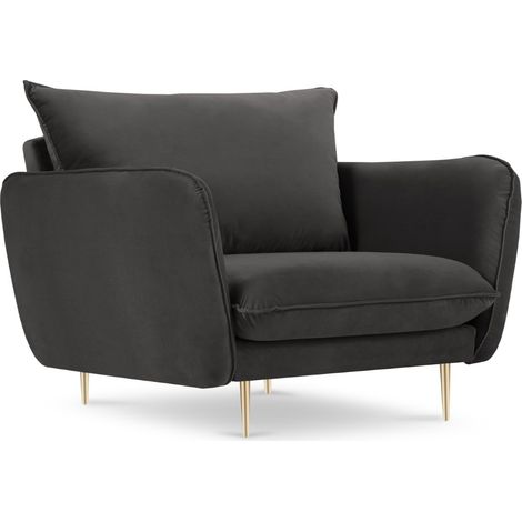 Fauteuil en velours gris foncé (1/5)