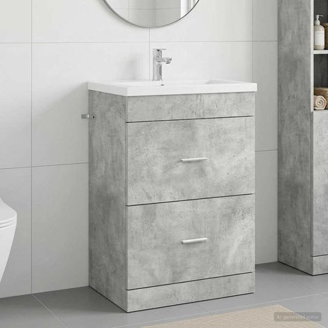 Gabinete de baño debajo del lavabo Gris Hormigón