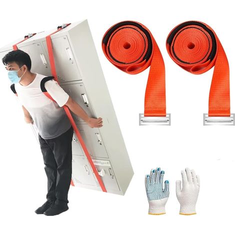 Correa de elevación para 1 persona – asa – carga máxima 272,2 kg – para mover muebles/electrodomésticos