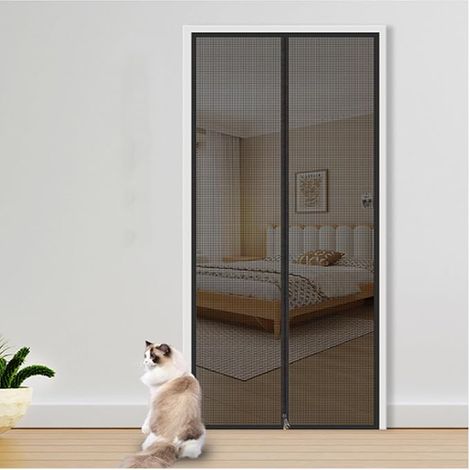 Porte moustiquaire pour Chat,Résistante aux Animaux,avec Fermeture éclair,Empêche Les Chiens et Les Chats de Sortir,Blanc 90x210 cm (1/5)