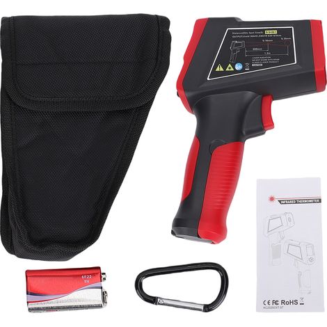Pistolet thermomètre infrarouge industriel sans contact KM‑IT1200ST, plage ‑501200°C, ciblage deux points, stockage 99 données, écran LCD rétroéclairé, alarme sonore (1/5)