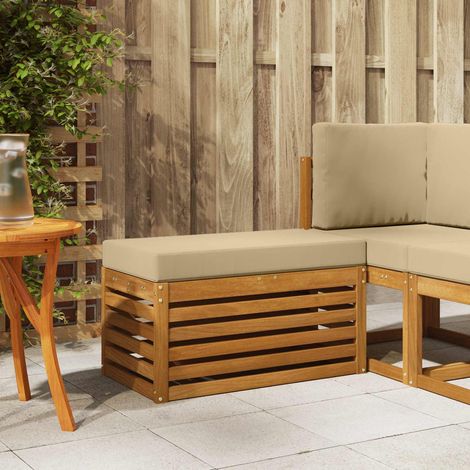 Outdoor Hocker Bank Massivholz Akazie Natur