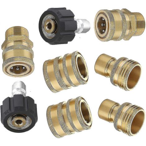 Kit d'adaptateurs pour nettoyeur haute pression M22 pivotant vers raccord rapide 3/8" et 3/4" à dégagement rapide (ensemble de 8 pièces) (1/5)