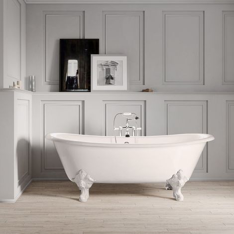 Vasca da bagno freestading in ghisa stile classico con piedini BRADFORD bianca 180 cm Piedini bianchi