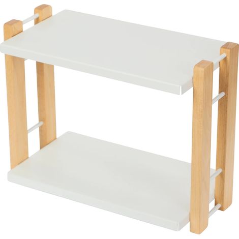 Organizador de maquillaje, diseño de 2 niveles, gran capacidad, BLANCO (1/2)