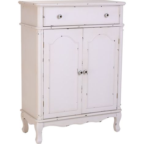 Recibidor de madera blanco de 2 cajones y 2 puertas 80x38x110,5h cm (1/5)