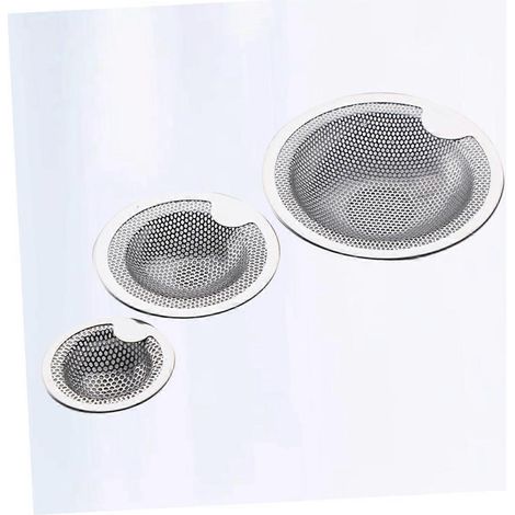 Lot de 3 crépines de vidange pour évier, filtre de salle de bain, crépine de vidange pour baignoire, filtre de vidange de sol argenté (1/4)