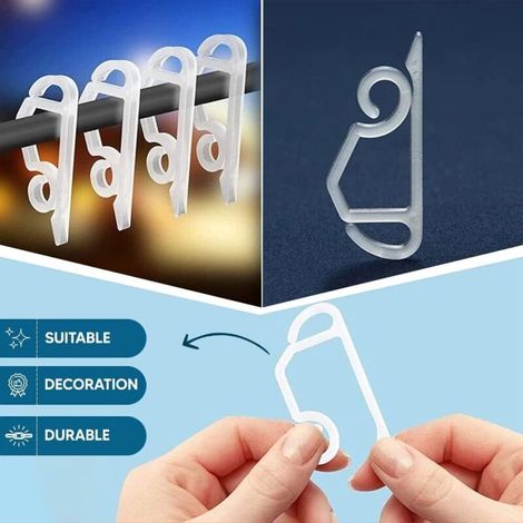 Attaches pour gouttières lumineuses de Noël, crochets en plastique robustes pour décorations de Noël extérieures, blanc (1/4)