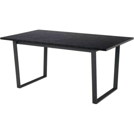 Mesa Norsica 591, Mármol negro + Negro, 74x90x160cm, MDF, Metal