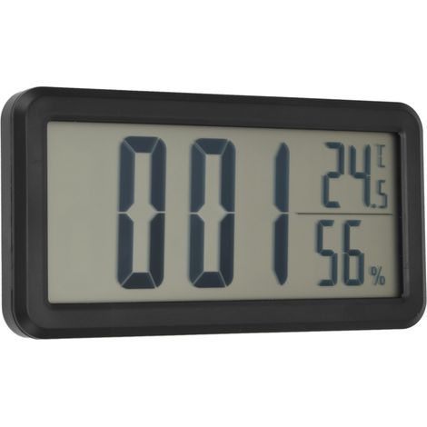 Digitaler Wecker, tragbar, schwarz, mit Temperatur- und Luftfeuchtigkeitsanzeige, Wandmontage, LCD-Digitaluhr, elektronische Uhr für Studentenwohnheim/Schreibtisch (1/5)