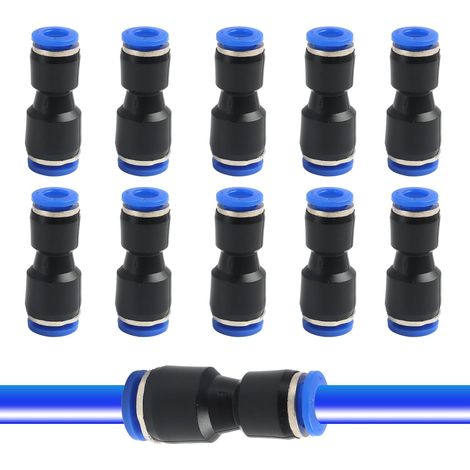 10 Raccords Pneumatiques, Réducteurs 8mm x 6mm, Connecteur Push Sans Outil, Acier Inoxydable, Machines Automobile (1/5)
