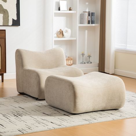 Sofá modular de compresión de tela Chenille, relleno con espuma de alta elasticidad 30D. Fácil de mover y con base antideslizante, ideal para salas de estar y otros espacios. Caqui claro (1/5)