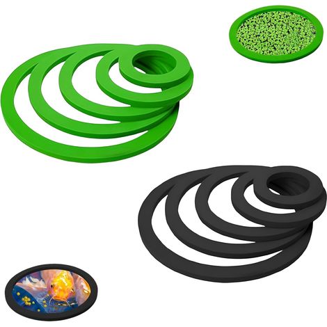 Lot de 10 Anneau Plante Flottante, Anneaux De Plantes pour Aquarium, Corral De Plantes Flottante, Anneau d'alimentation Aquarium, Rond Anneau d'alimentation pour Poisson (5 Tailles-Noir (1/5)