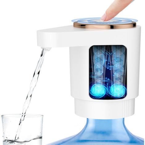 Bomba de agua eléctrica portátil Irovami, dispensador de agua USB para botellas de 5 galones – Encendido/apagado automático, recargable, para camping, cocina y hogar. (1/5)