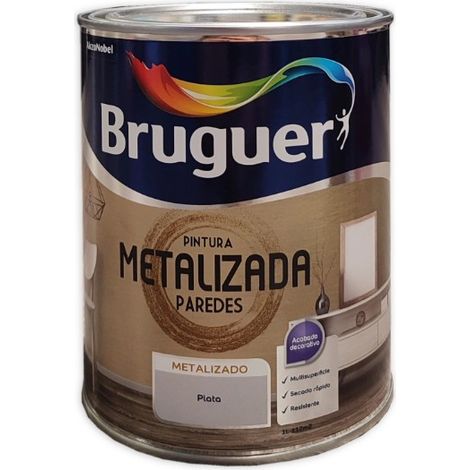 Bruguer Pintura metalizada paredes plata 1 Lt
