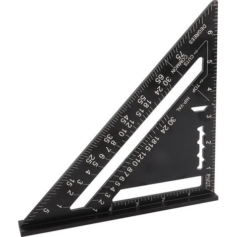 Règle d'angle de toiture 7 pouces en alliage d'aluminium noir oxydé, équerre de charpente triangulaire avec graduations impériales (1/5)