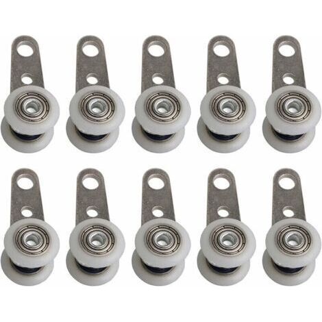 Lot De 10 Roulettes Pour Baies Vitrées Ou Portes Coulissantes - En Métal Et En Plastique - 4,5 X 1,9 Cm,